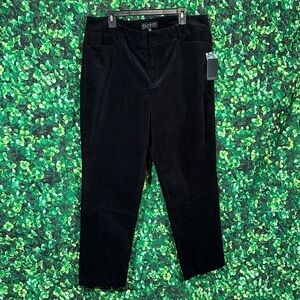 NEW Eloquii Narrow Wale Corduroy Black Trouser Slacks Pants straight leg size 16